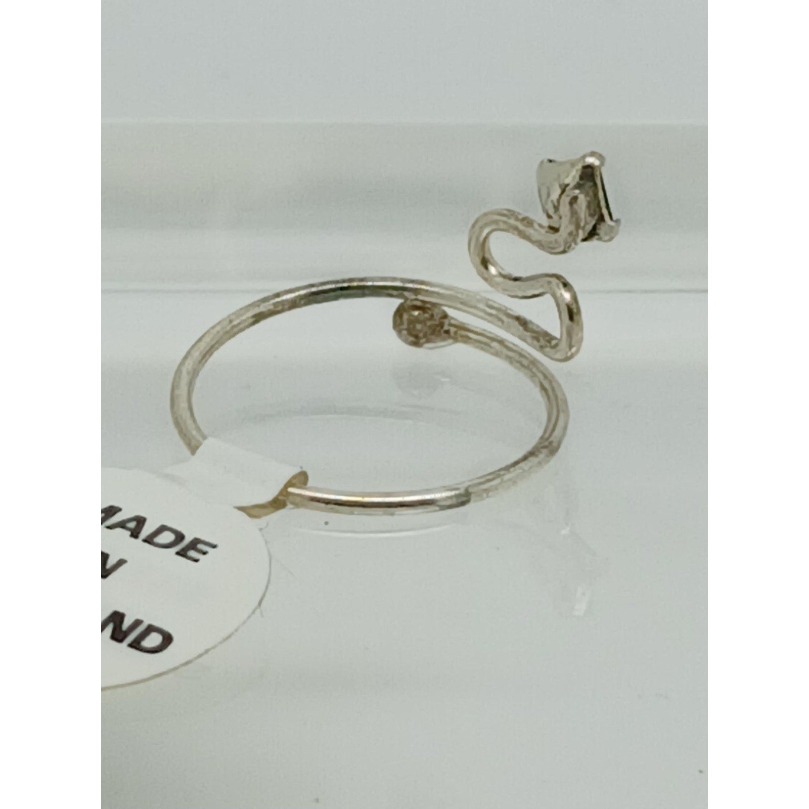 Swirly Emerald Green Crystal Rhinestone Toe Ring Adjustable Size Sterling Silver