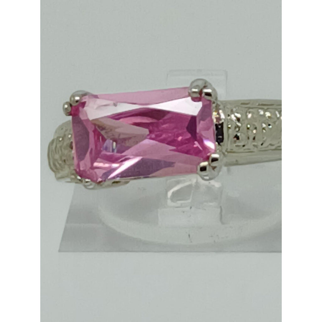 3CT Vintage Gold GP Fancy Pink Radiant Cut Sim Diamond CZ Engagement Ring Size 6 - HoneyThomas.com