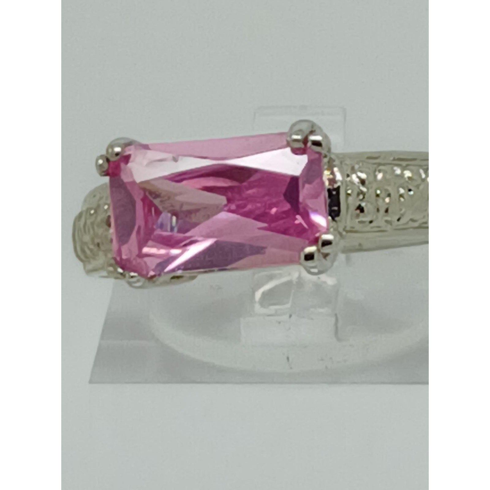 3CT Vintage Gold GP Fancy Pink Radiant Cut Sim Diamond CZ Engagement Ring Size 6 - HoneyThomas.com