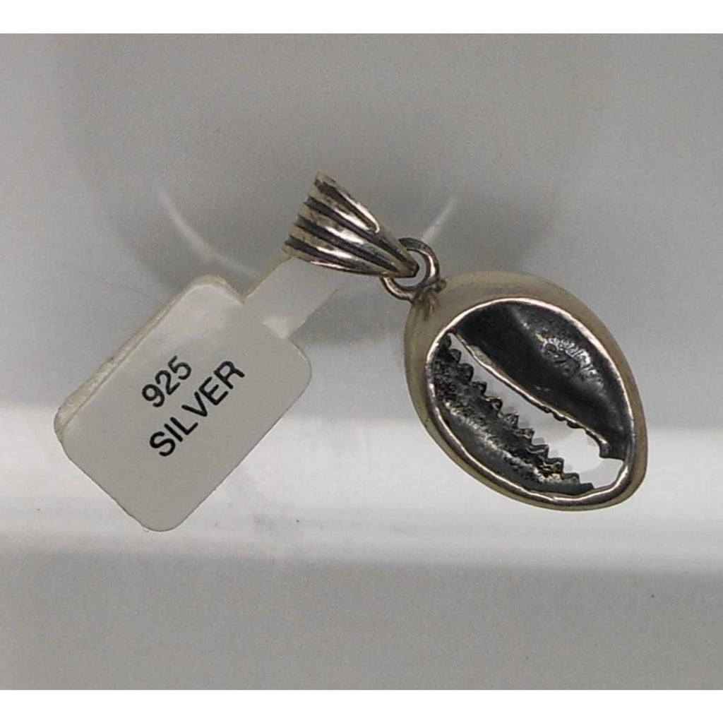 Vintage 1990's Sterling Silver Cowrie Shell Pendant Necklace Beach Seashell NWT - HoneyThomas.com