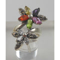 Artistc Vintage 1990's Sterling Silver Flower Bypass Ring Thailand Size 8 - HoneyThomas.com