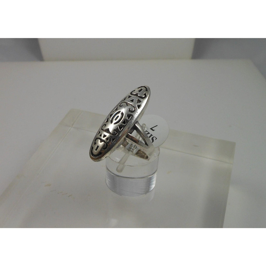 1990's Sterling Silver Statement Tribal Boho Ring Size 7 - HoneyThomas.com