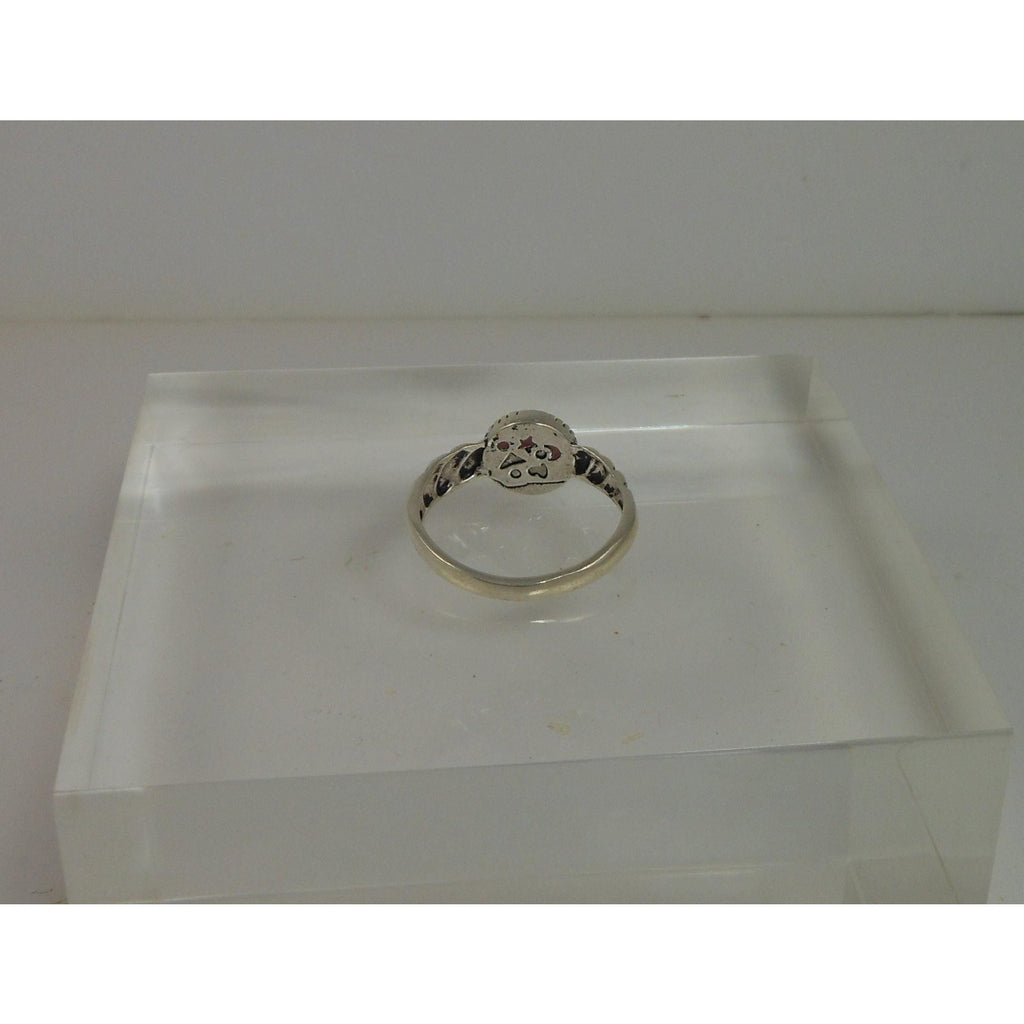 925 Sterling Silver Pink Cat's Eye Dolphin Ring NOS Size 9 Vintage Chrysoberyl