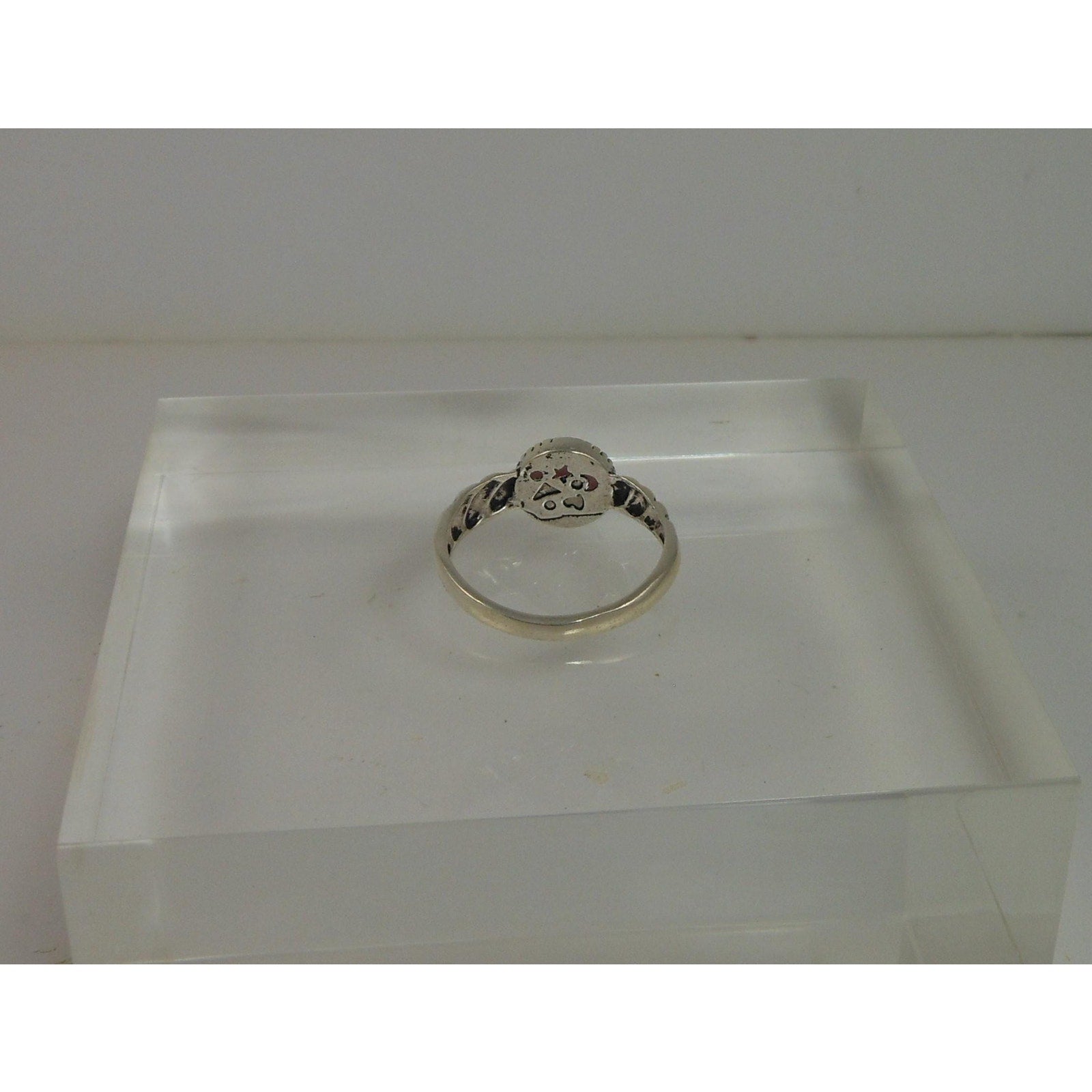 925 Sterling Silver Pink Cat's Eye Dolphin Ring NOS Size 9 Vintage Chrysoberyl