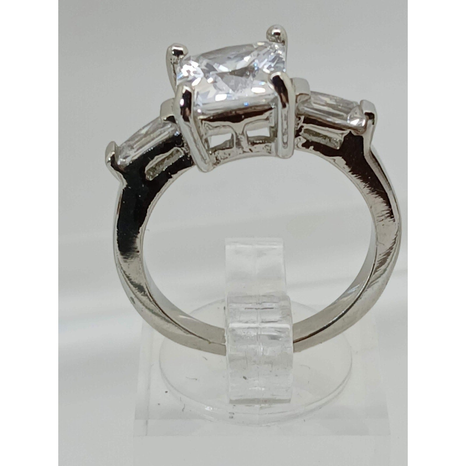 3.5 CT Vintage Princess Cut CZ Engagement Ring Silver Tone White Gold GP Size 8 - HoneyThomas.com