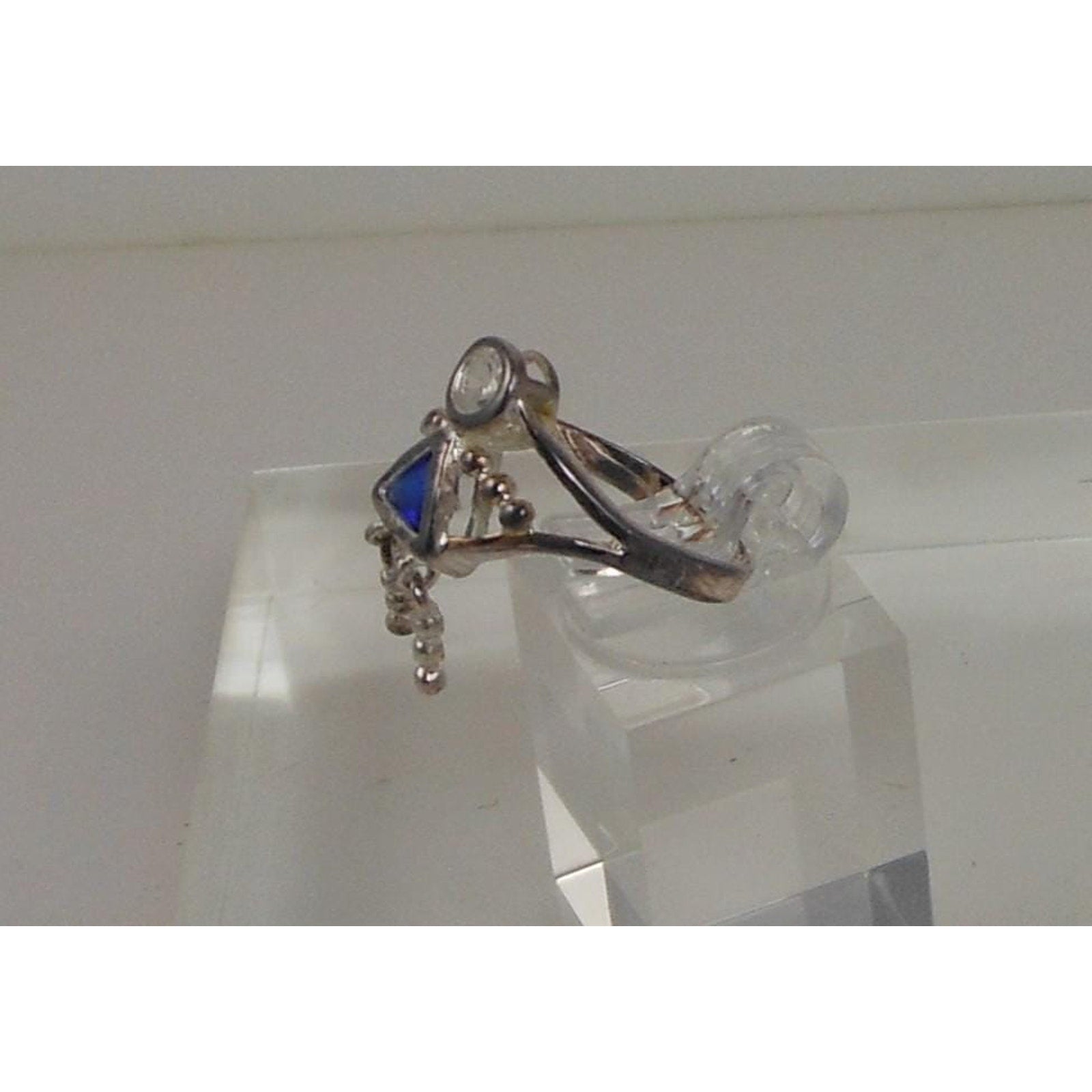 Sterling Silver Baby Child Simulated Diamond Birthstone Charm Ring Size 5 Vintag