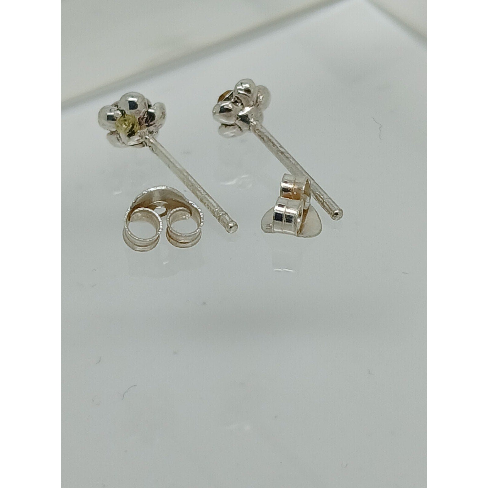 Vintage Estate Jewelry NOS .925 Sterling Silver Pink Rose Crystal Earrings - HoneyThomas.com
