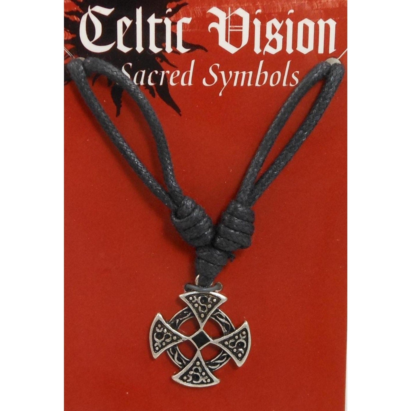 Vintage Celtic Vision Sacred Symbols Cross Necklace Pendant 24 Adjustable Cord - HoneyThomas.com