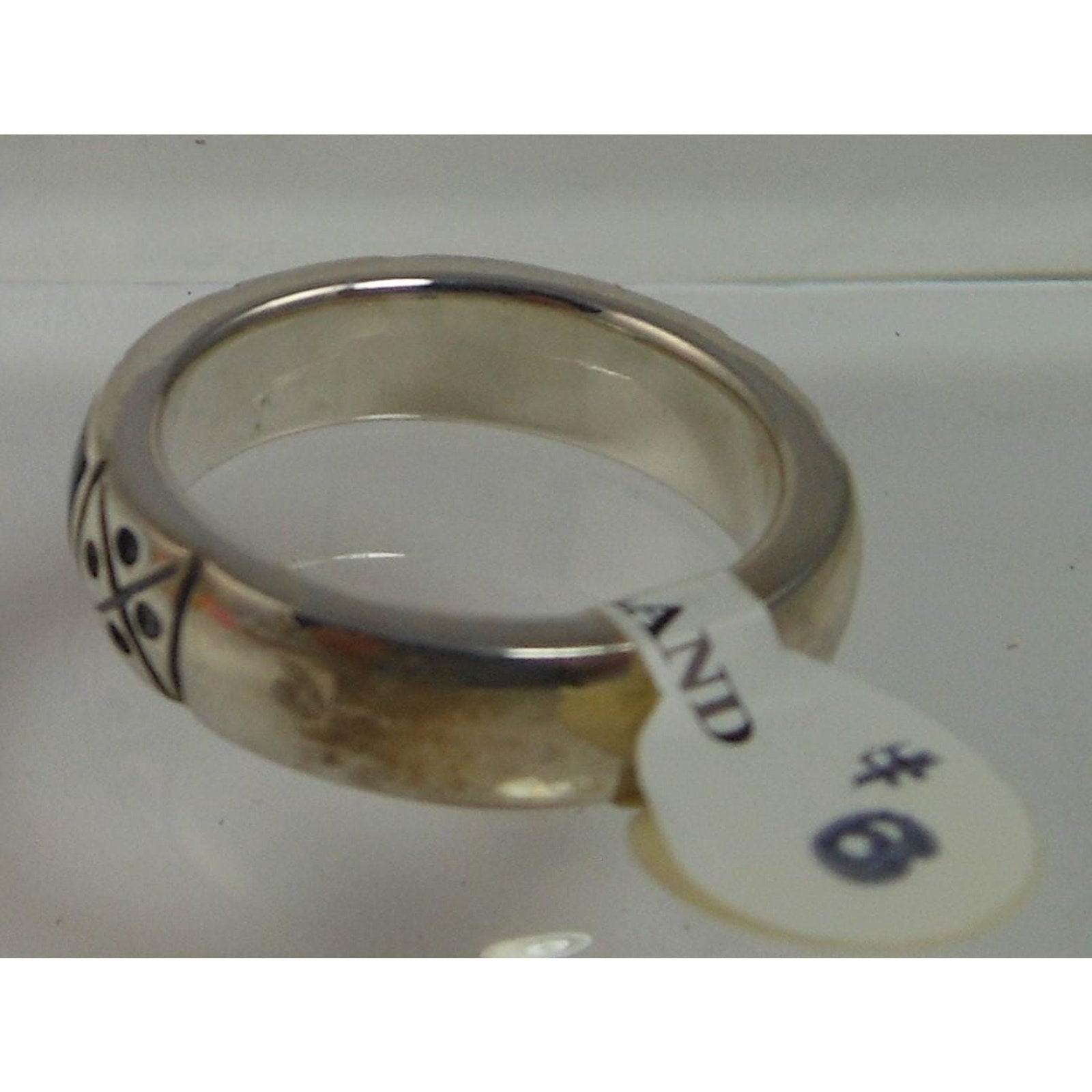 Vintage Black Sterling Silver Band Ring, Designer Signed, Size 6.25 - HoneyThomas.com