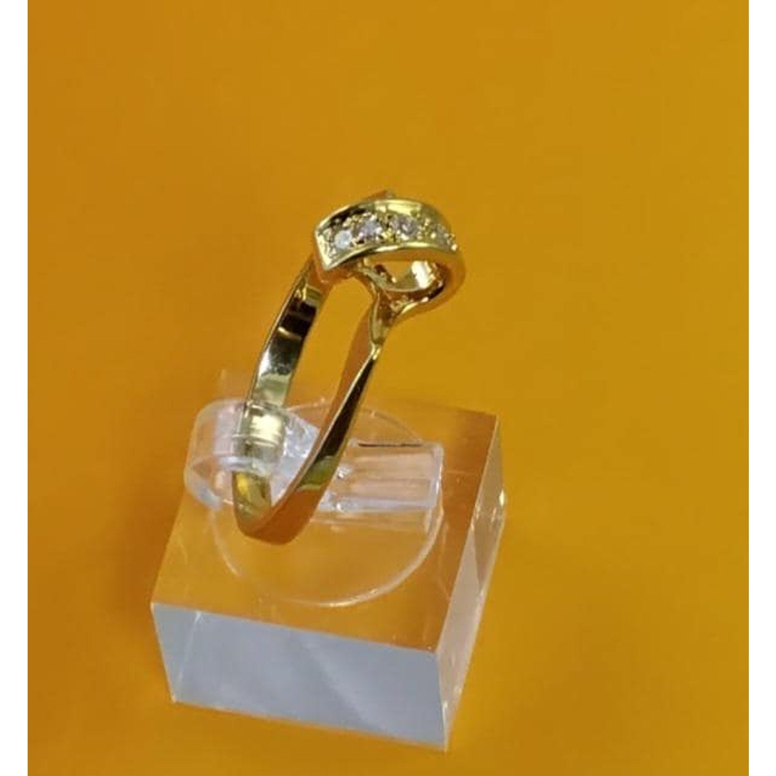 Vintage 1990's NOS 14kt Gold Plated CZ Love Knot Ribbon Stack Band Ring Size 11