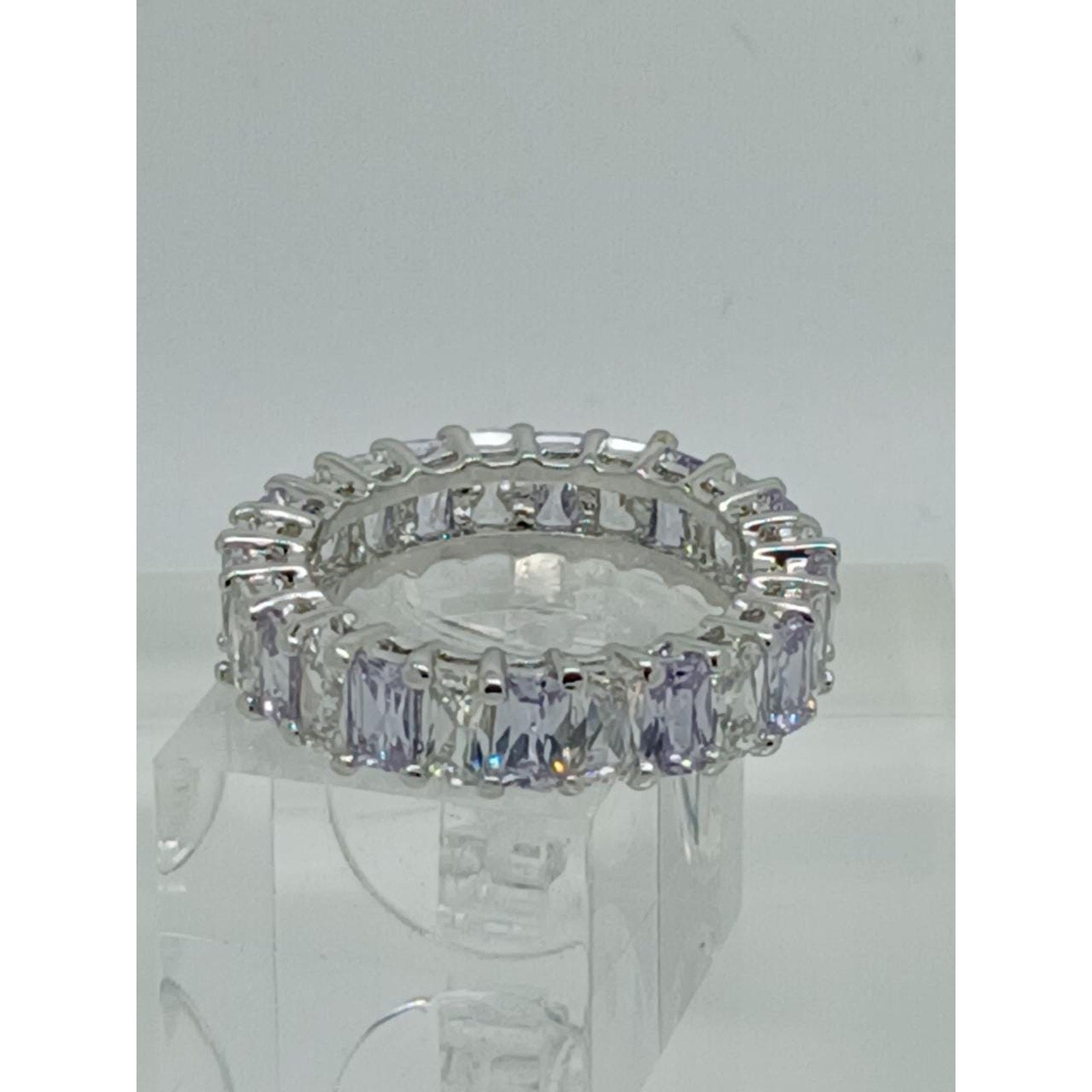 3.70CT White Gold EP Eternity Anniversary Wedding Band Ring Size 9