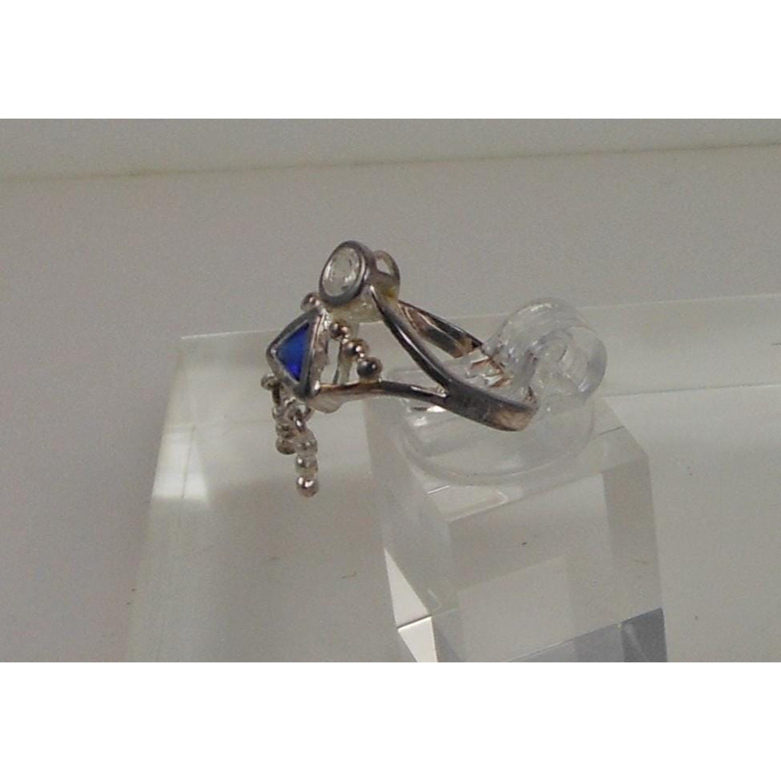 Sterling Silver Baby Child Simulated Diamond Birthstone Charm Ring Size 5 Vintag - HoneyThomas.com