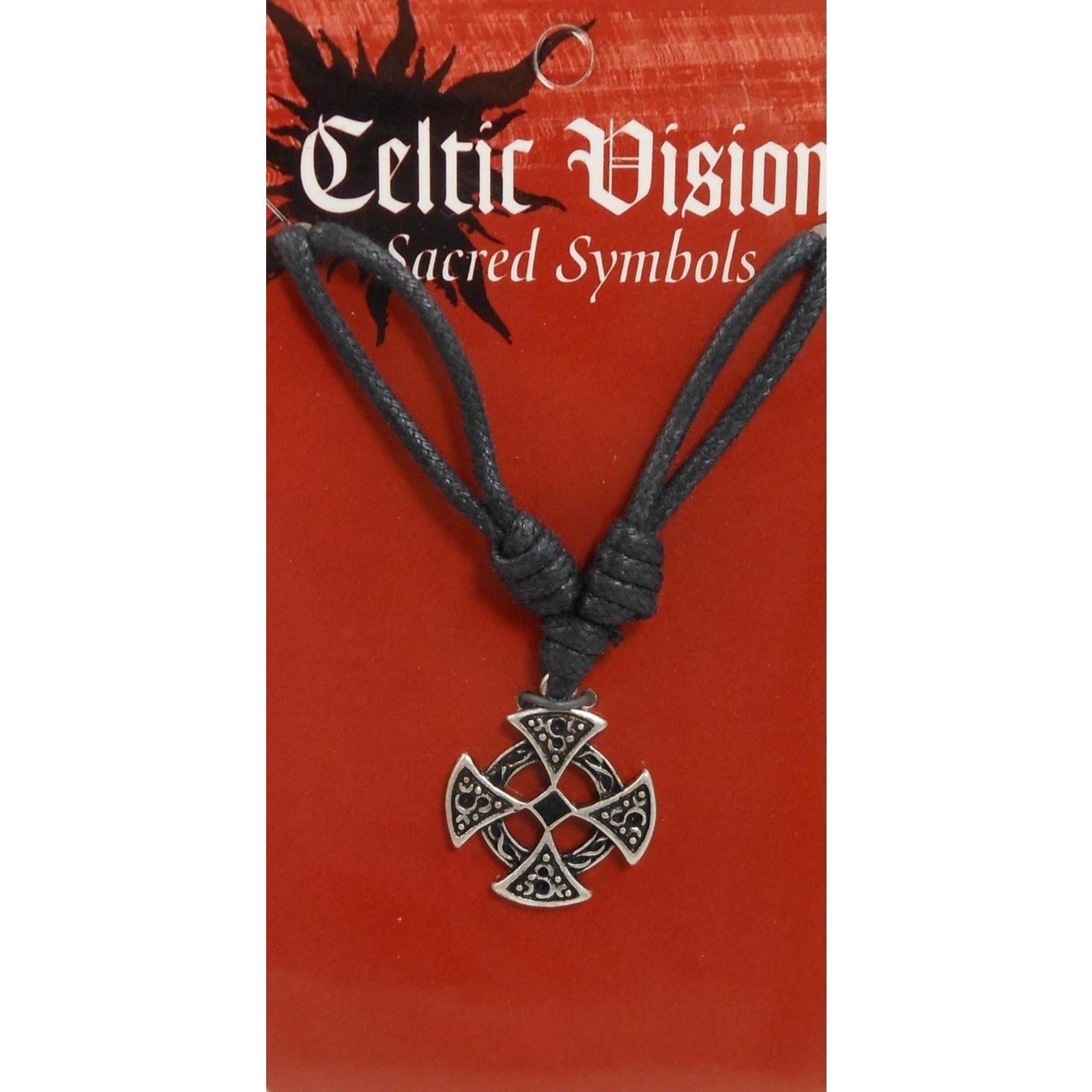 Vintage Celtic Vision Sacred Symbols Cross Necklace Pendant 24 Adjustable Cord - HoneyThomas.com