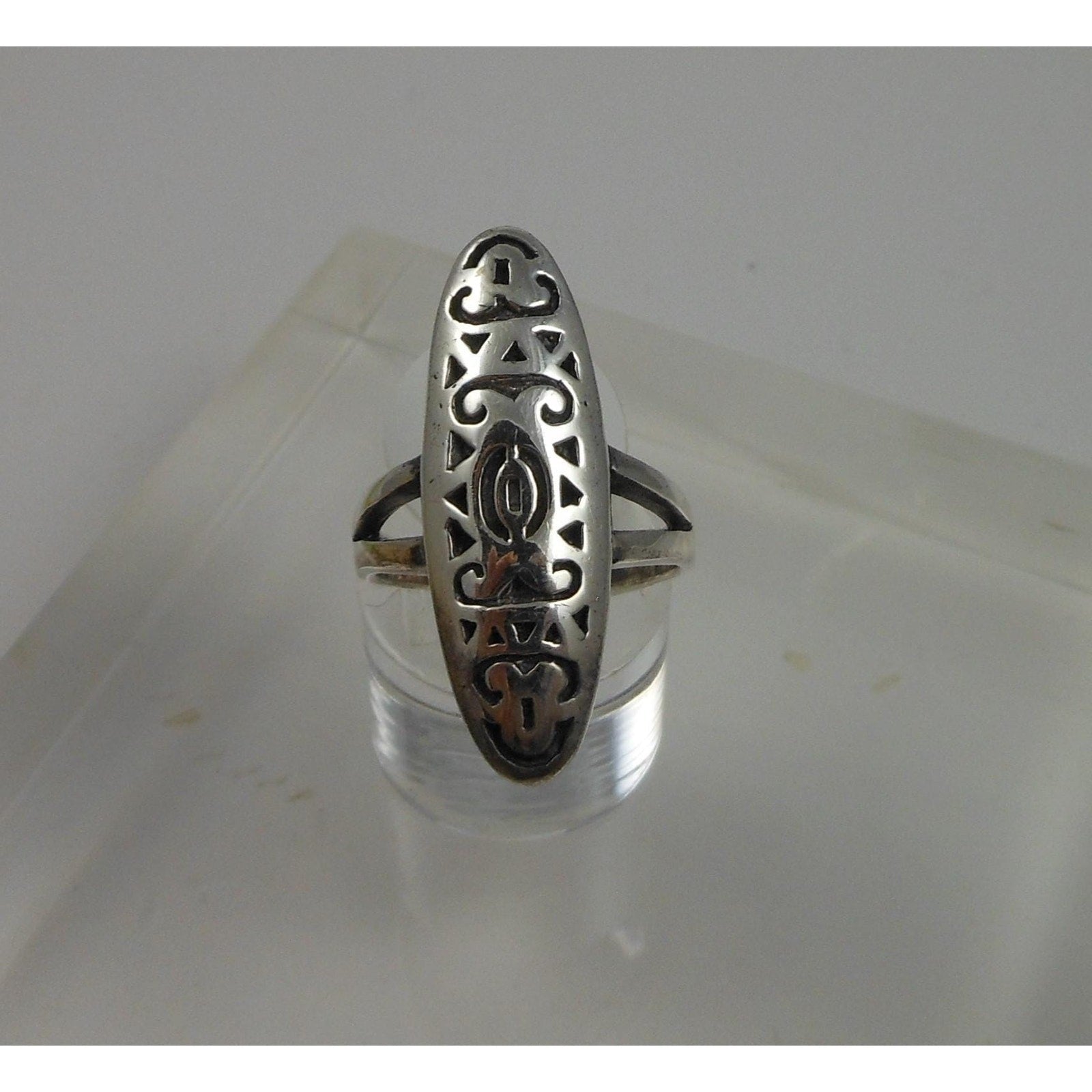 1990's Sterling Silver Statement Tribal Boho Ring Size 7 - HoneyThomas.com