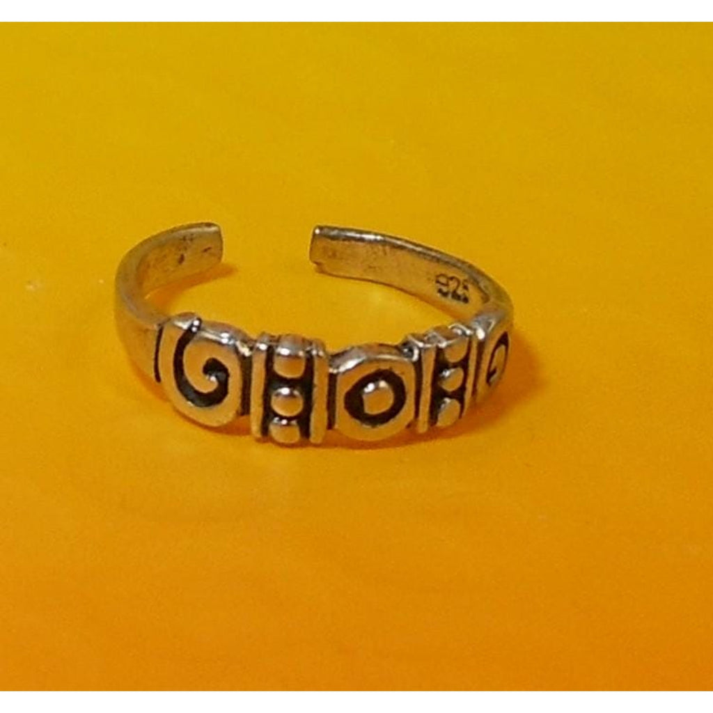 Vintage Sterling Silver Celtic Tribal Swirl Toe Ring Handcrafted foot Jewelry NO