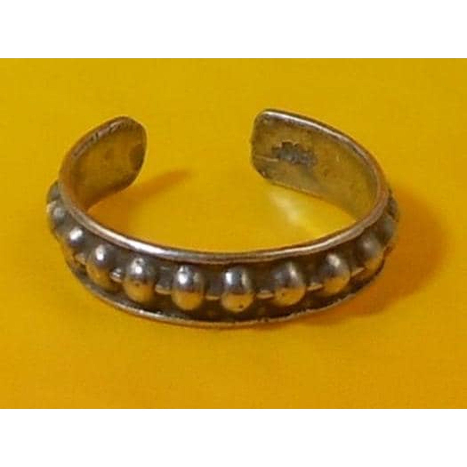 Vintage Sterling Silver Adjustable Ribbed Ball Toe Ring Sexy Beach Foot Jewelry