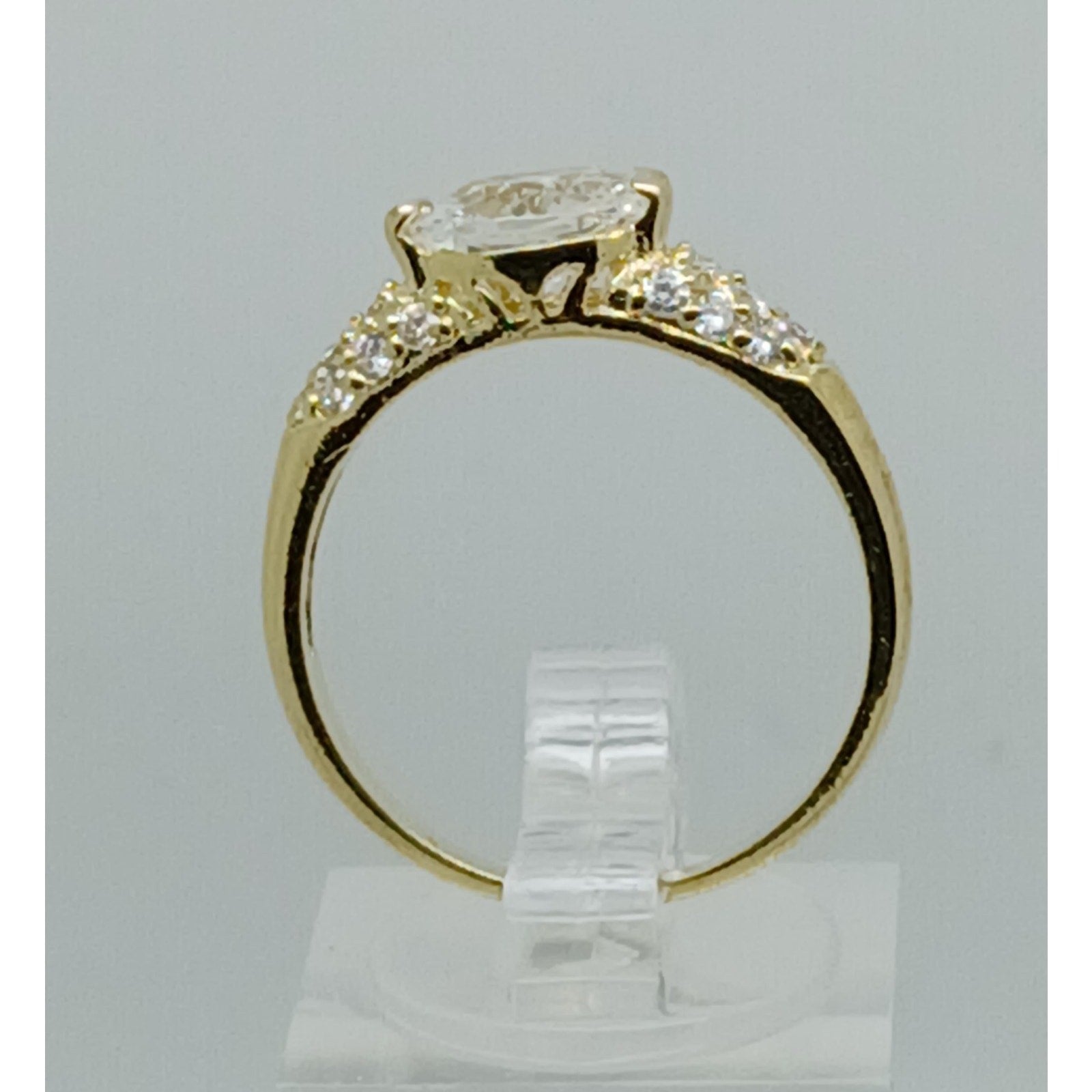 Vintage 1990's Gold Plated CZ Engagement Ring: Sim Diamond Wedding Band, Size 8 - HoneyThomas.com