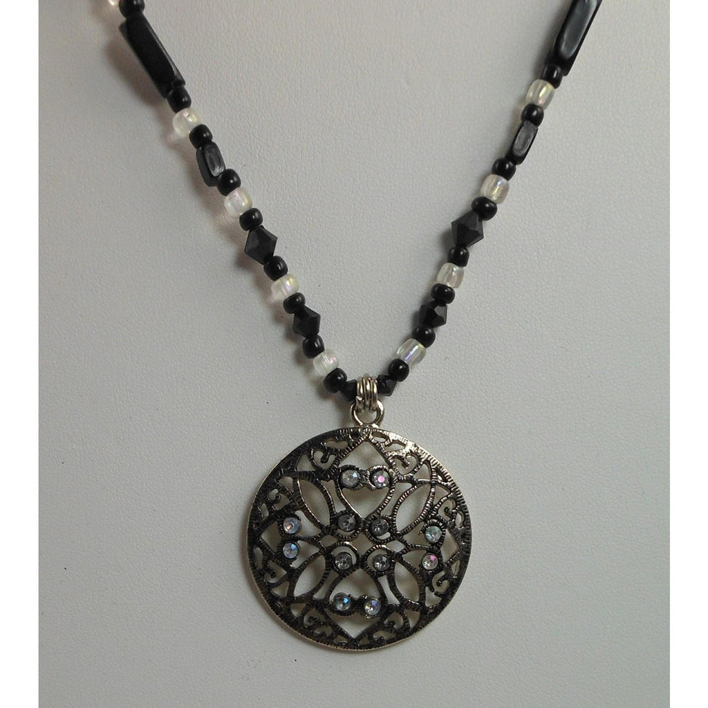 Stunning Handmade Crystal Beaded Pendant Necklace | Unique Jewelry Gift | 20" - HoneyThomas.com