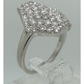 Elegant Vintage Size 7.25 White Gold Plate Pave Cluster Cocktail Statement Ring