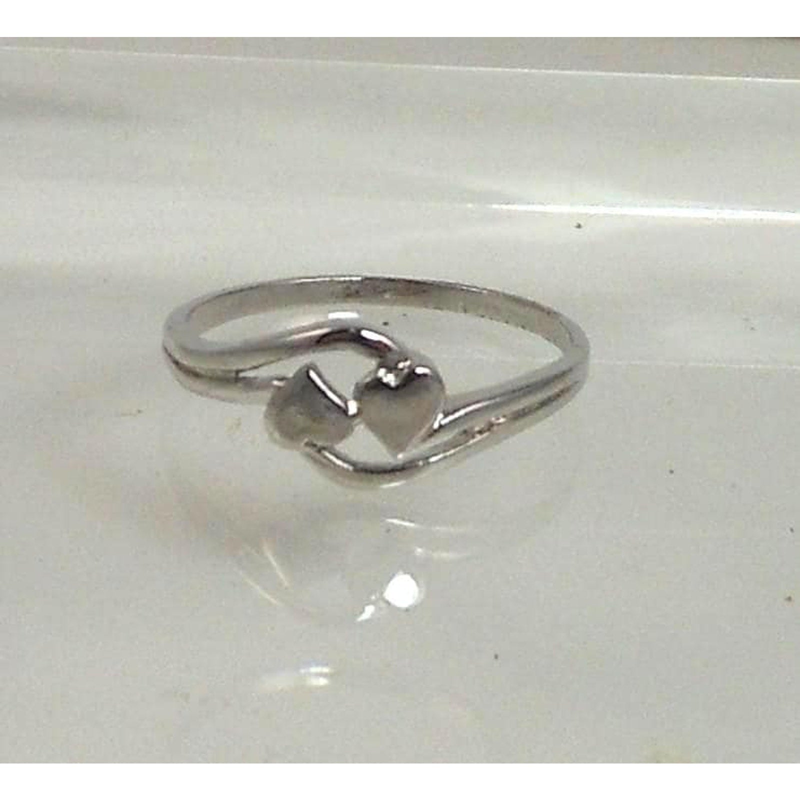 Vintage Double Heart Sterling Silver Ring, Size 7.75, Made in Thailand, 925, 7mm