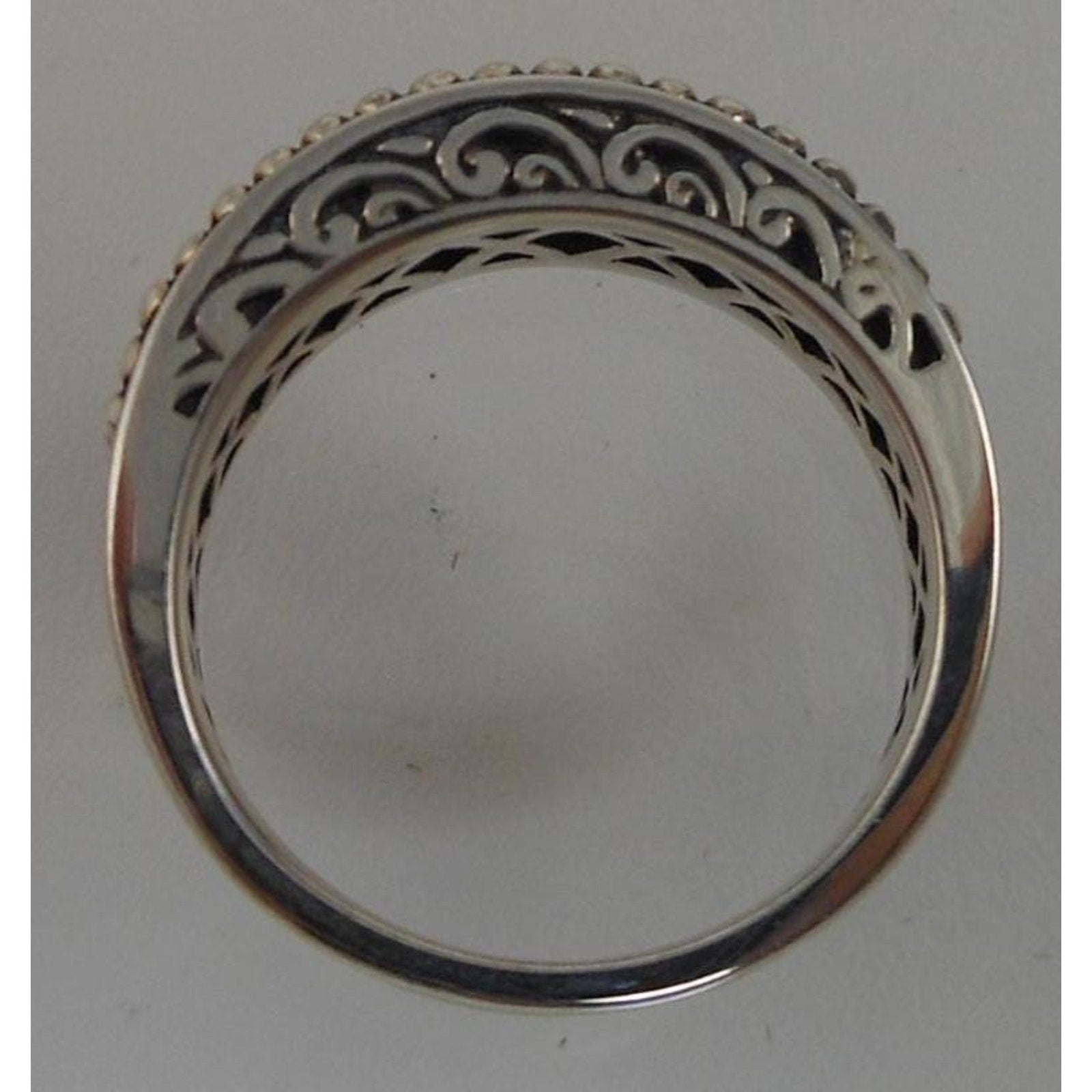 Vintage Oxidized Sterling Silver Beaded Bali Ring Stack Designer Signed SLV 7.25 - HoneyThomas.com