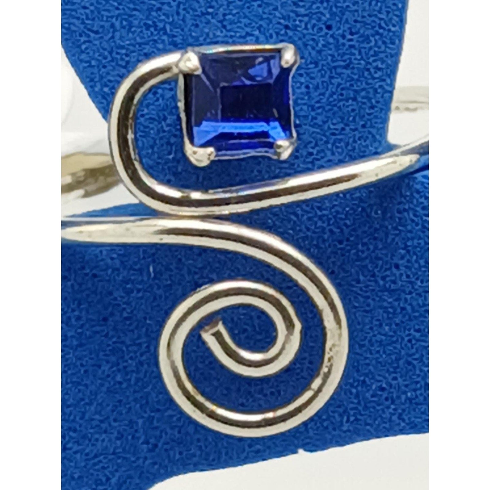 Sexy Blue Crystal Rhinestone Toe Ring Adjustable Size Sterling Silver Gift Boxed - HoneyThomas.com