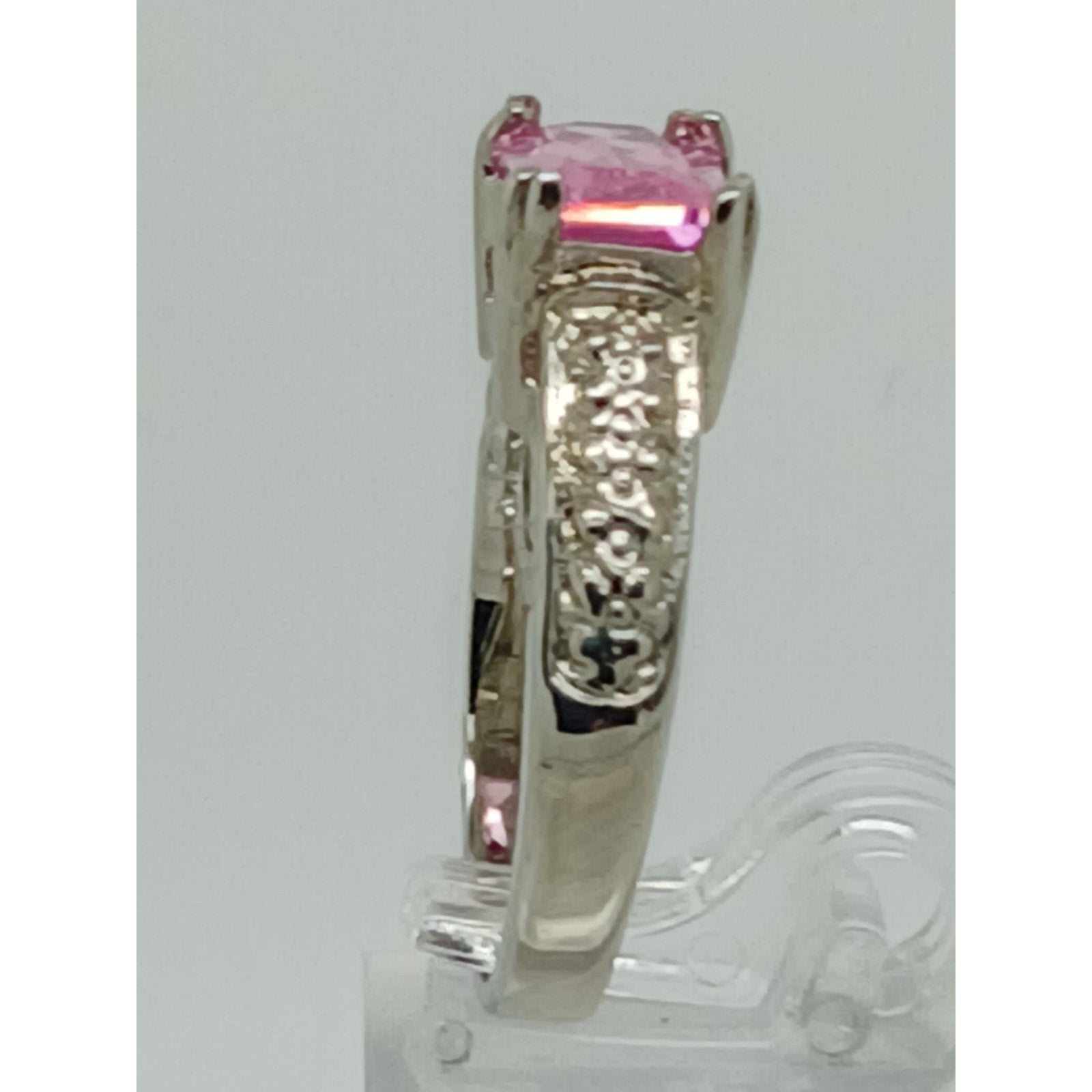 3CT Vintage Gold GP Fancy Pink Radiant Cut Sim Diamond CZ Engagement Ring Size 7