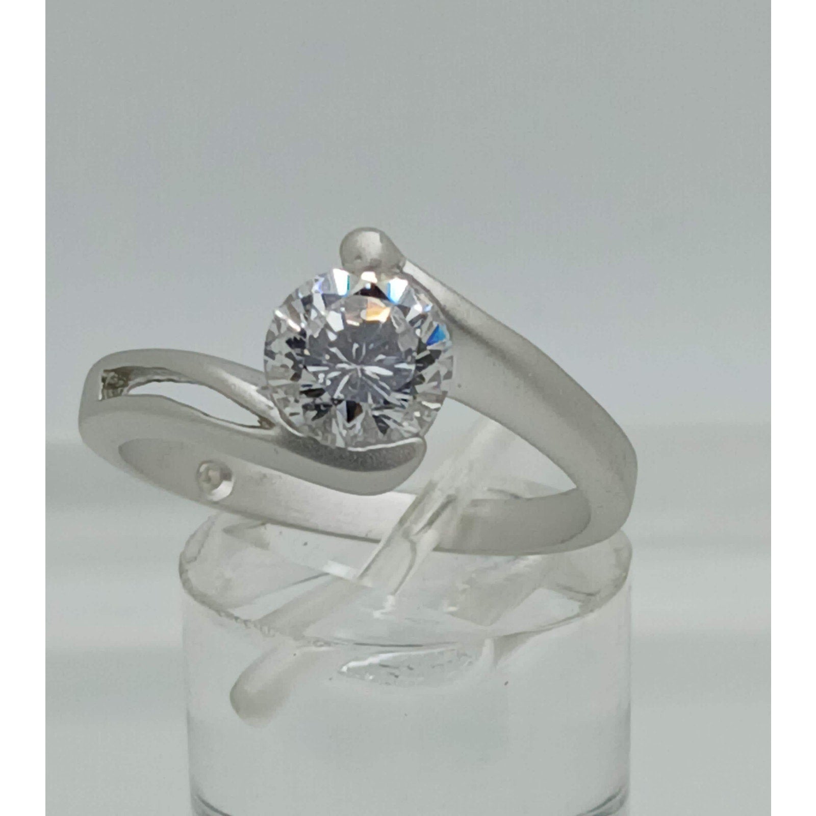 1.5CT Vintage White Gold EP Split Band Satin Finish Solitaire Ring Size 10