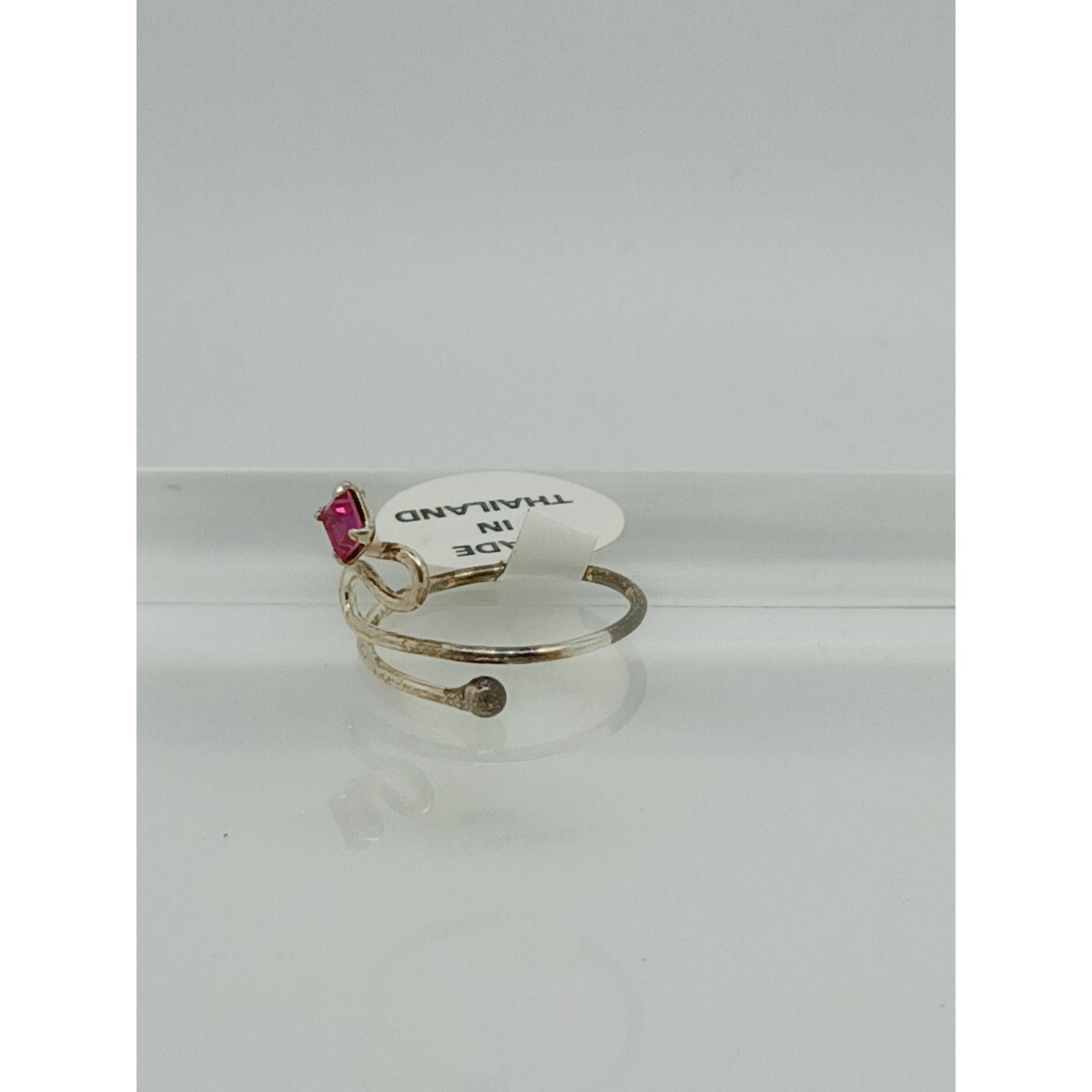 Sterling Silver Pretty Pink Crystal Rhinestone Toe Ring Adjustable Size Gift Box - HoneyThomas.com