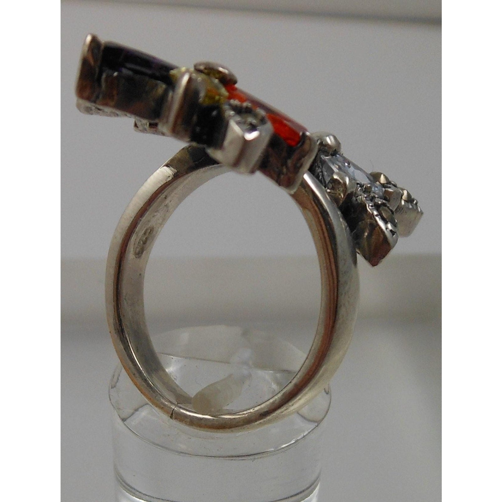 Artistc Vintage 1990's Sterling Silver Flower Bypass Ring Thailand Size 8 - HoneyThomas.com