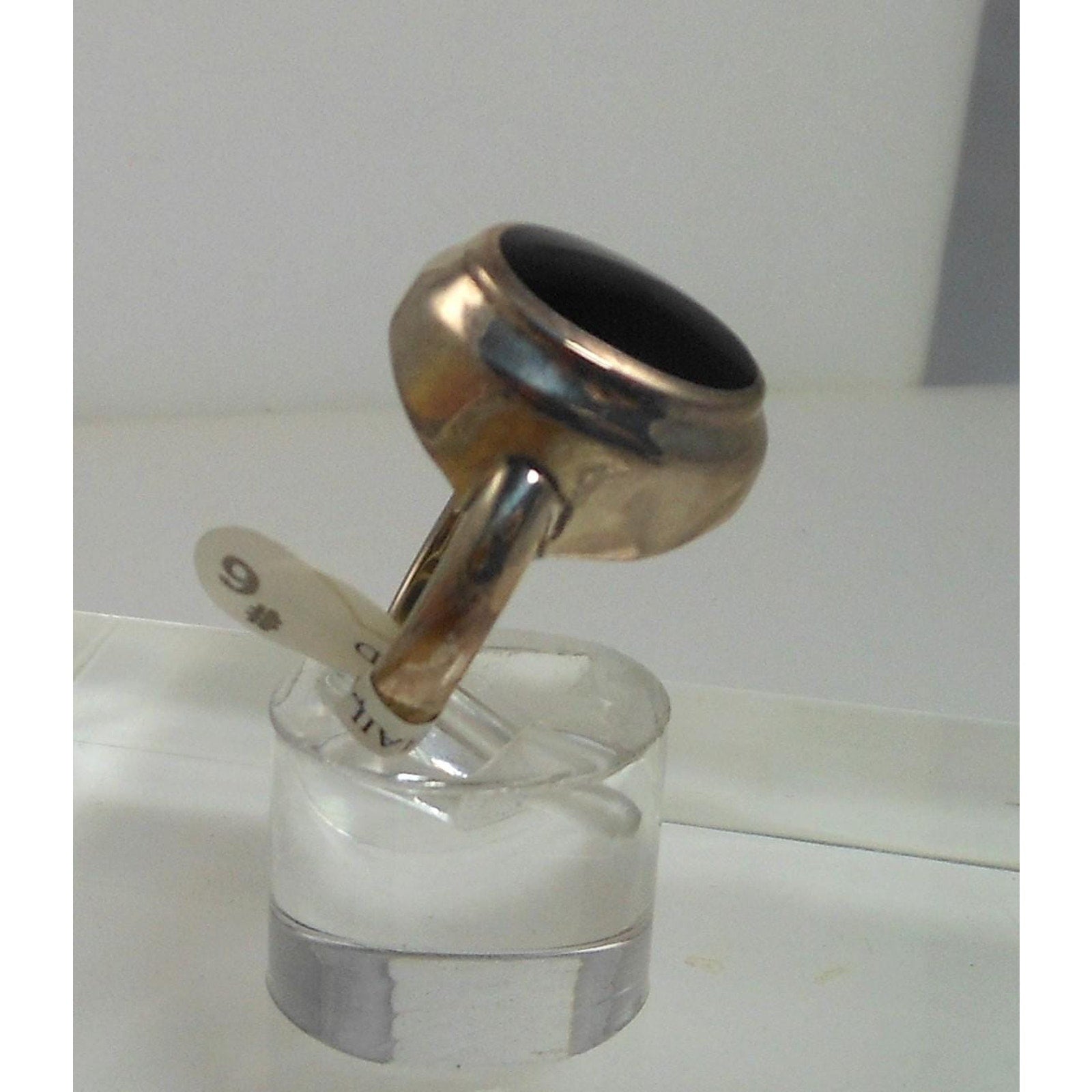 Elegant Vintage Sterling Silver Black Onyx Ring Size 6 925 Thailand NOS 6.5g