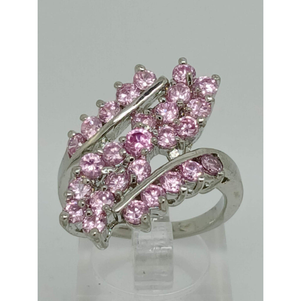 3.80CT Vintage Gold Plated Pink Sim Diamond CZ Cocktail Statement Ring Size 7.5 - HoneyThomas.com