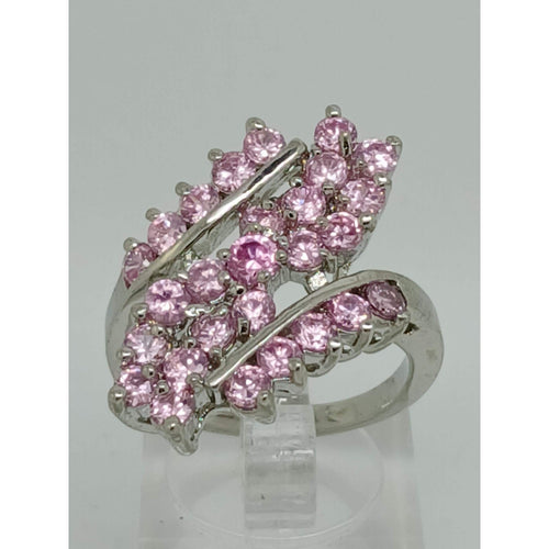 3.80CT Vintage Gold Plated Pink Sim Diamond CZ Cocktail Statement Ring Size 7.5 - HoneyThomas.com