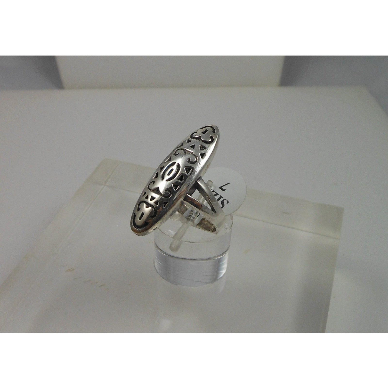 Handmade Tribal Band Ring in Sterling Silver, Size 7 Vintage Statement Jewelry