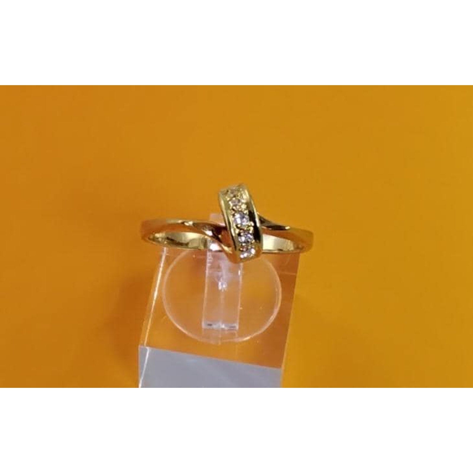 Vintage 1990's NOS 14kt Gold Plated CZ Love Knot Ribbon Stack Band Ring Size 10