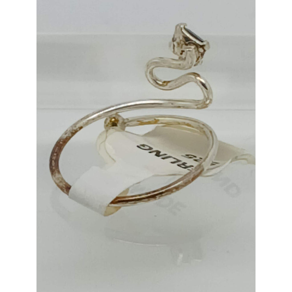 Sexy Swirly Black Crystal Rhinestone Toe Ring Adjustable Size Sterling Silver