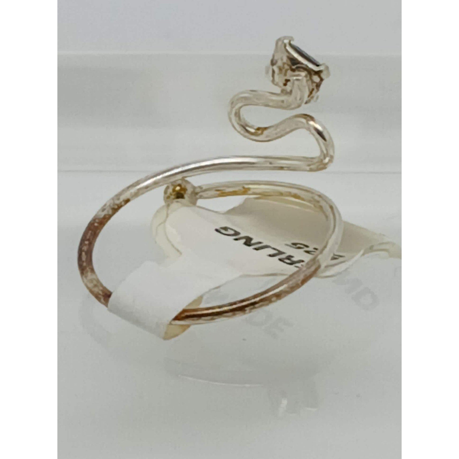 Sexy Swirly Black Crystal Rhinestone Toe Ring Adjustable Size Sterling Silver