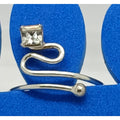 New Sterling Silver Crystal Rhinestone Swirly Sparkling Toe Ring Adjustable Size