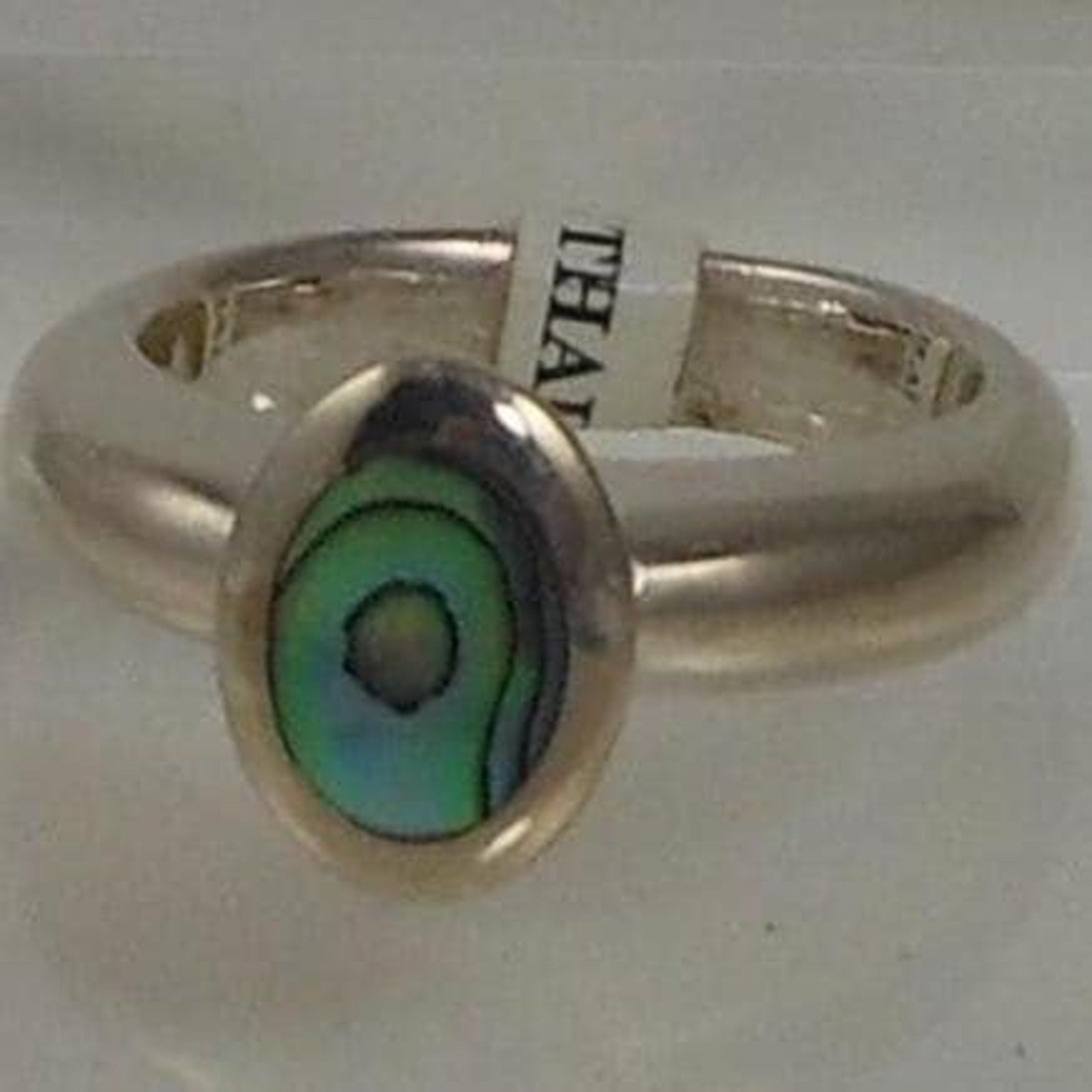 Handcrafted Vintage 925 Sterling Silver Band Ring Size 7 NOS Natural Shell 9.6g - HoneyThomas.com