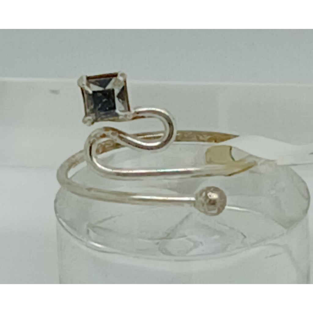 New Sterling Silver Crystal Rhinestone Swirly Sparkling Toe Ring Adjustable Size - HoneyThomas.com
