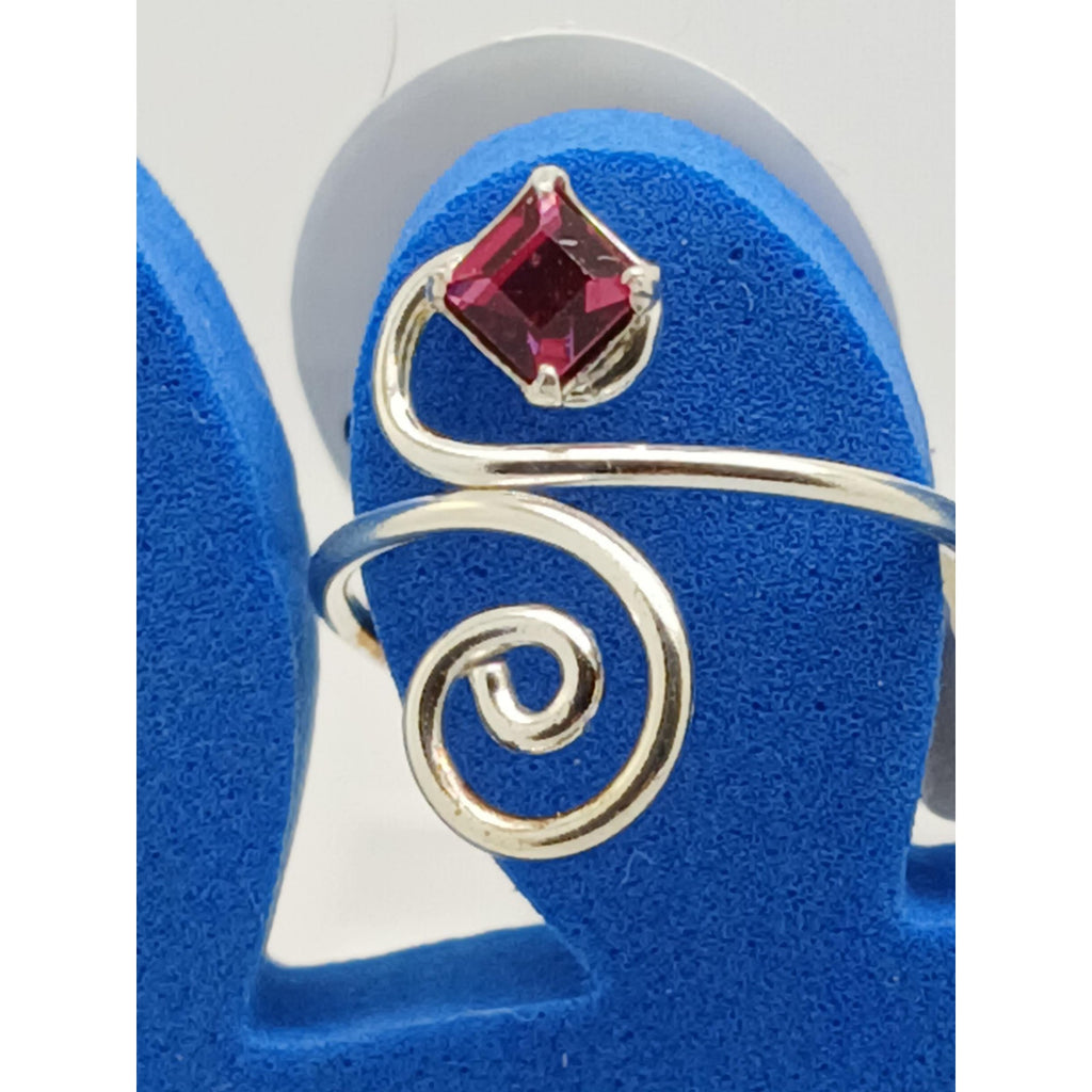 Sexy Pink Crystal Rhinestone Toe Ring Adjustable Size Sterling Silver Gift Boxed