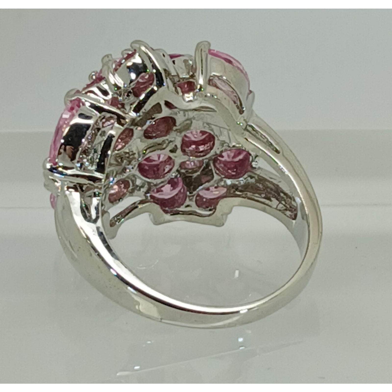 Vintage Ring Size 6.75 Silver Tone White Gold GP Purple Sim Diamond CZ Cocktail - HoneyThomas.com