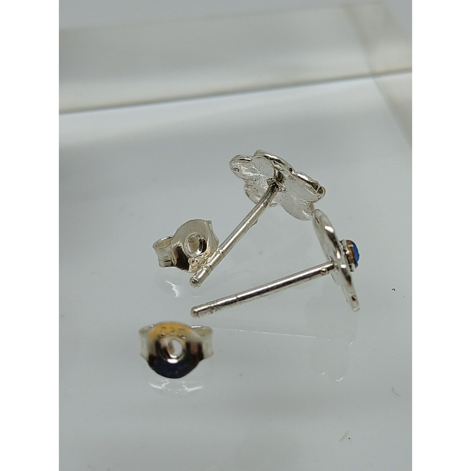 Vintage Estate Jewelry NOS .925 Sterling Silver Light Blue Crystal New Earrings - HoneyThomas.com