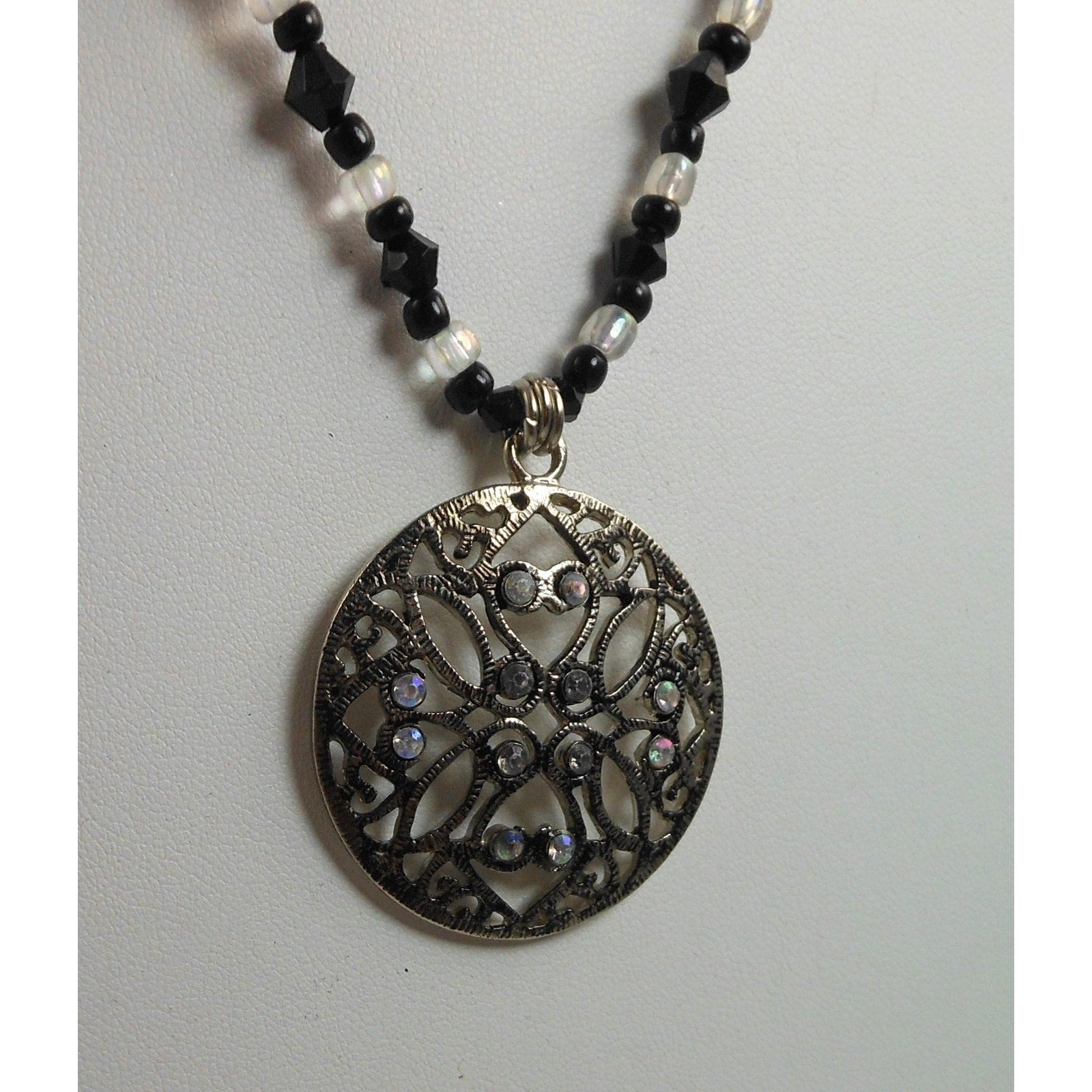 Stunning Handmade Crystal Beaded Pendant Necklace | Unique Jewelry Gift | 20" - HoneyThomas.com