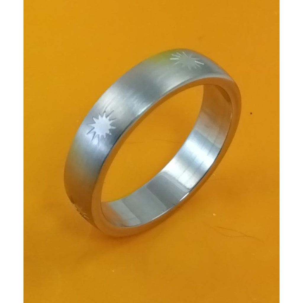 Elegant Vintage Handcrafted Stainless Steel Starburst Ring Size 12.25 - 6.2 grams -New-Old-Stock 6mm Wide - 2mm Thick