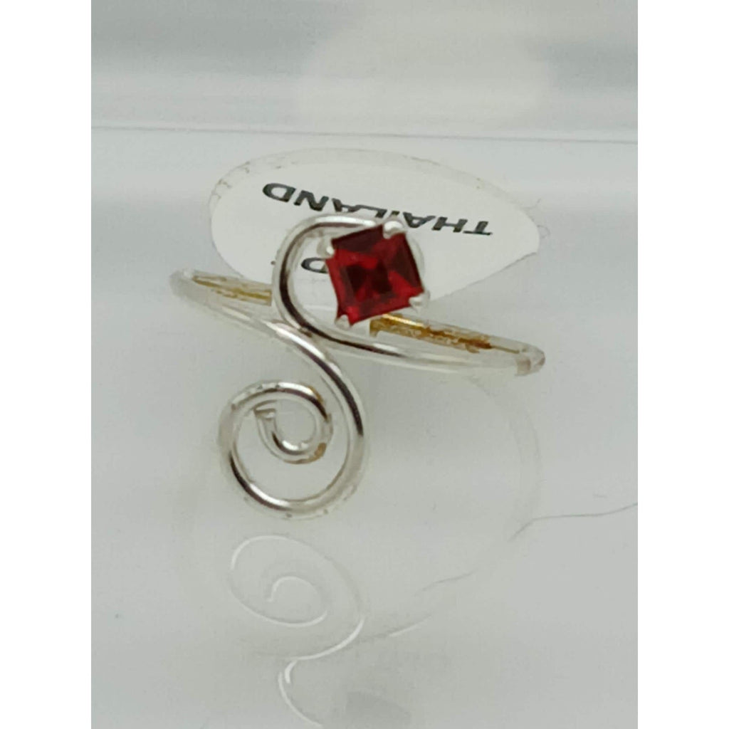 Sexy Ruby Red Crystal Rhinestone Toe Ring Adjustable Size Sterling Silver NEW - HoneyThomas.com