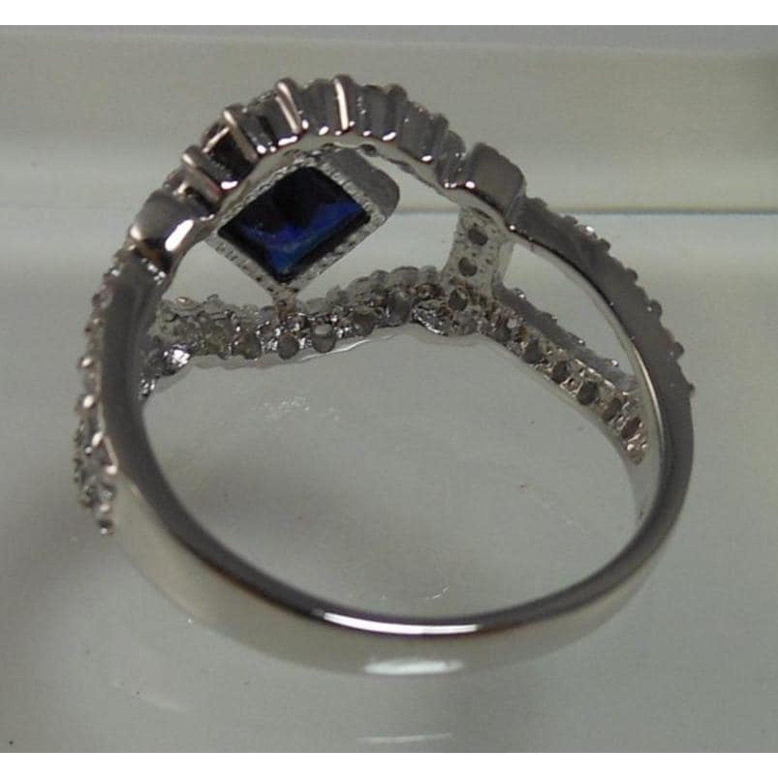 Vintage Sterling Silver Ring: Simulated Diamond & Sapphire Accents, Size 7 - HoneyThomas.com