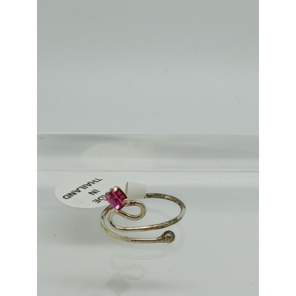 Sterling Silver Pretty Pink Crystal Rhinestone Toe Ring Adjustable Size Gift Box