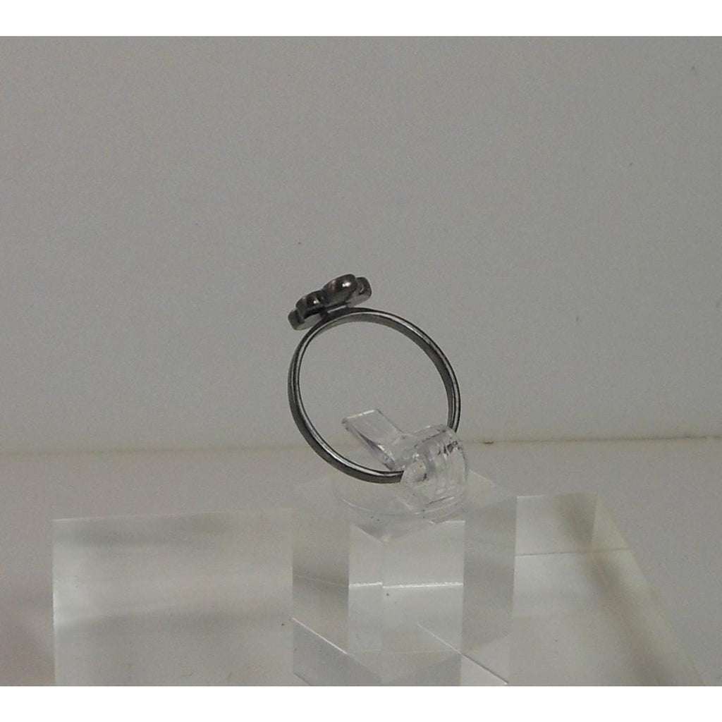 Fun Vibrant Red Flower Ring in Oxidized Sterling Silver - Size 8 - Enamel Resin