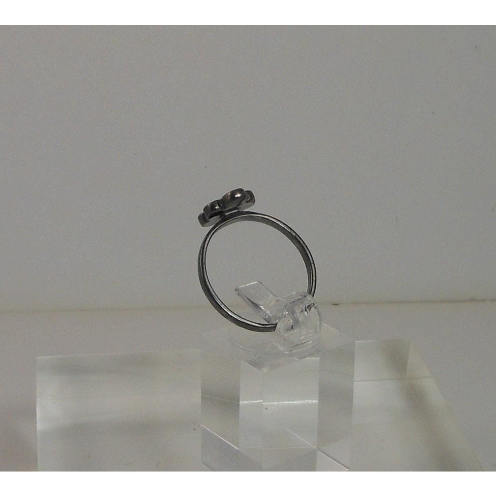 Fun Vibrant Red Flower Ring in Oxidized Sterling Silver - Size 8 - Enamel Resin